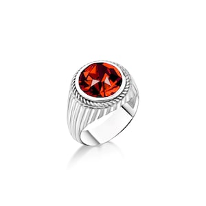 Ruby stone men ring in sterling silver for everyday use, Red ruby stone unique ring for men, Fashion minimalist ring with red ruby, men gift