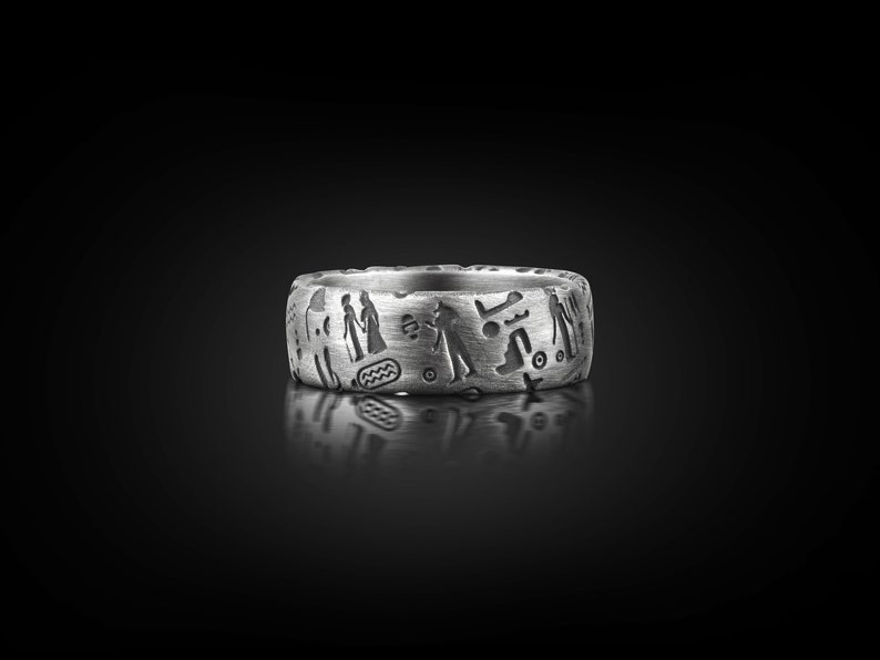 Ancient Egyptian Hieroglyphics Ring for Men Sterling Silver - Etsy