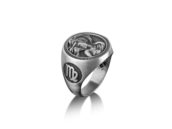 Bague pour homme signe du zodiaque vierge en argent chevaliere astrologique auriculaire oxyde pour homme bijoux Vierge bague horoscope pour cadeau d anniversaire bague cool Etsy Canada