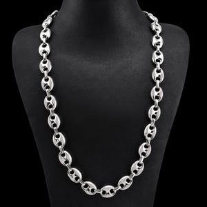 Bold sterling silver mariner chain necklace for men, Chunky nautical link jewelry, Italian inspired silver gift, unique mens statement chain