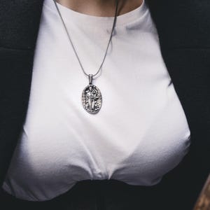 Themis Scales of Justice Silver Necklace for Men, Lawyer Graduation Gifts Pendant, Themis Titaness of Divine Law and Order Silver Necklace