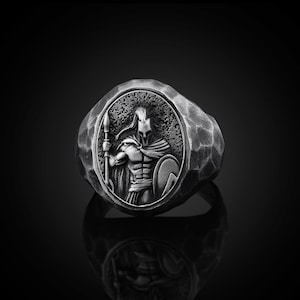 Spartan King Leonidas Signet Ring For Men in Sterling Silver, Greek Spartan Ring, Silver Ring For Men, Gift Jewelry For Men, Bestfriend Gift