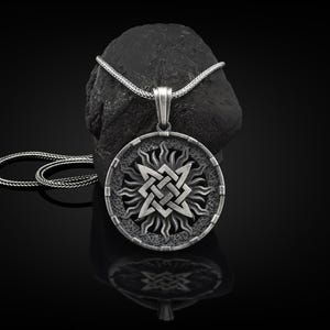 Alatyr Slavic Handmade Sterling Silver Men Charm Necklace, Russian Star Silver Men Jewelry, Slavic Pendant, Pagan Necklace, Svarog God Sun