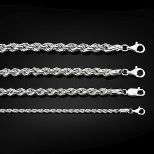 925 Sterling Silver Rope Chain Necklace, Handmade Rope Chain All Size ...