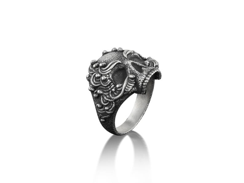 Victorian Style Mens Skull Ring, Vintage Style Gothic Ring in Sterling ...