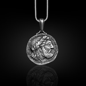 King Philip of Macedon Coin Necklace, Ancient Greek Coin Necklace in Sterling Silver, Tetradrachm Necklace For Boyfriend, Everyday Necklace