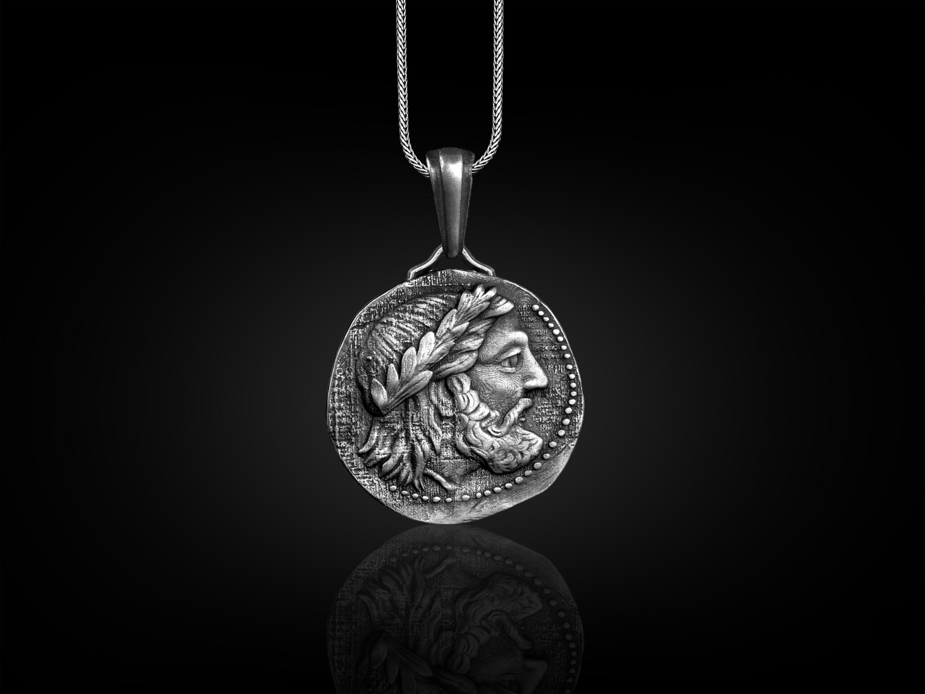 マケドニア王フィリップのコインネックレス、スターリングシルバーの古代ギリシャコインネックレス、ボーイフレンド用テトラドラクマネックレス、毎日使えるネックレス  - Etsy 日本