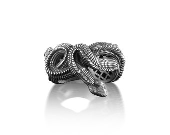 Verdrehte Schlange Ring, Ouroboros Schlange Sterling Silber Herrenring, Schlange Ringe für Ihn, Einzigartige Schlange Schmuck für Männer, Boho Geschenk für Sie