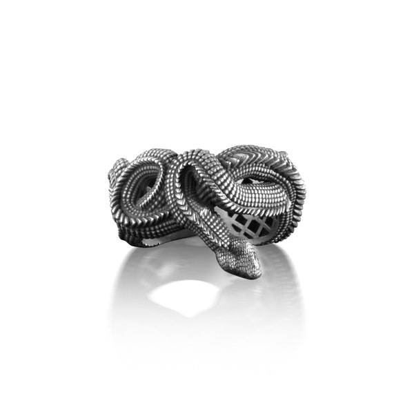 Twisted Snake Ring, Ouroboros Snake Sterling Silver Mens Ring, Snake Rings for Him, Unique Serpent Jewelry for Men, Boho Gift for Her