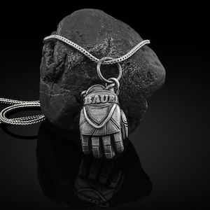 Silver Ice Hockey Glove Necklace, Silver Hockey Jewelry, Ice Hockey Bauer Gloves Jewelry, Sports Lover Necklace, Ice Hockey Player Gloves