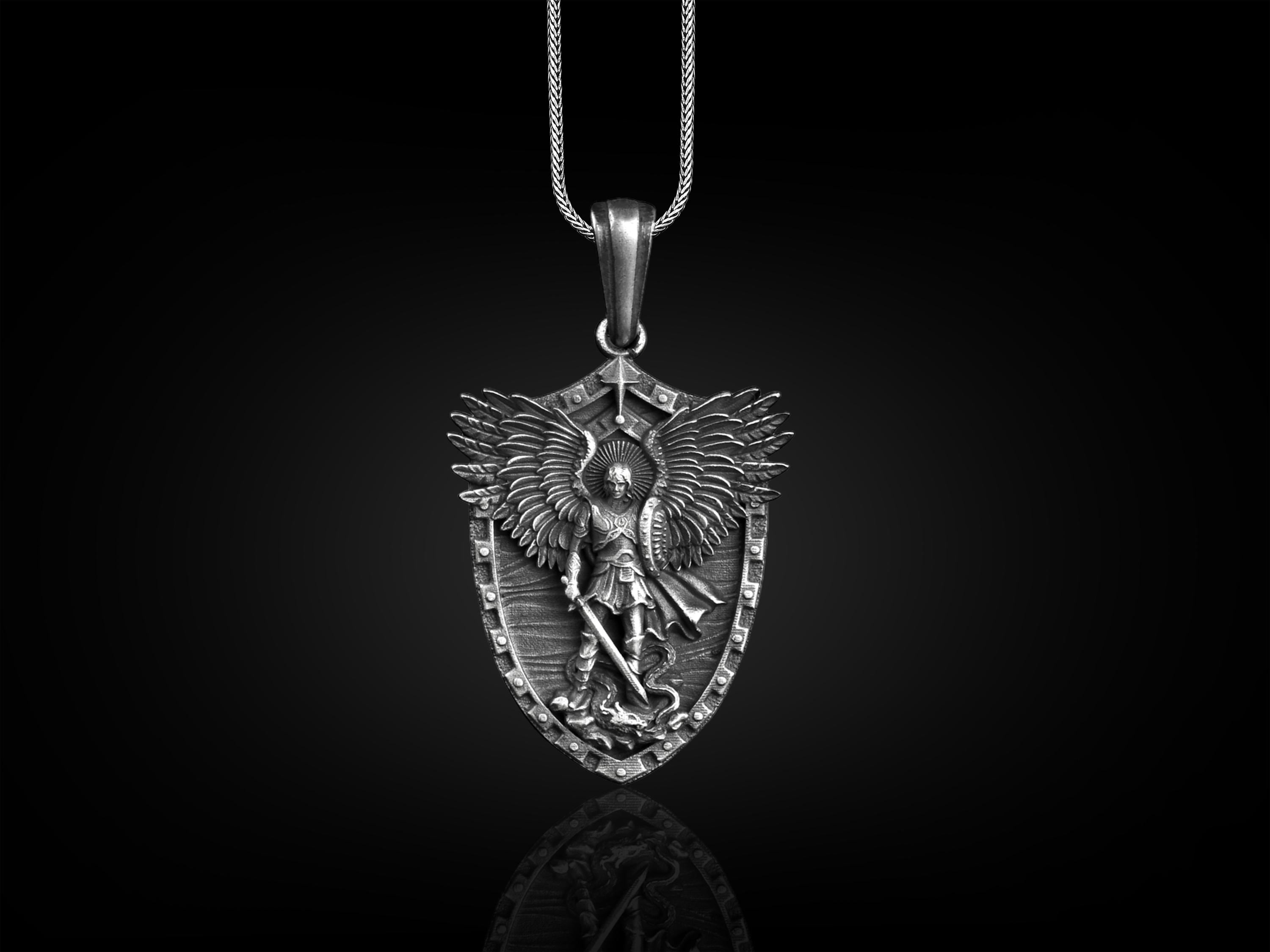 Eusense Ketting Sint-Michiel de Aartsengel/Sint Christoffel/Kruisbeeld/Heilige Maagd Maria, hanger, 925 sterlingzilver, bescherming, beschermengel, amulet, cadeau, sieraden voor dames en heren Eusense Ketting Sint-Michiel de Aartsengel/Sint Christoffel/Kruisbeeld/Heilige Maagd Maria, hanger, 925 sterlingzilver, bescherming, beschermengel, amulet, cadeau, sieraden voor dames en heren
