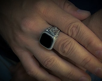 Silvershake Genuine Black Onyx Sterling Silver Ring – Victorian Inspired Casual Style