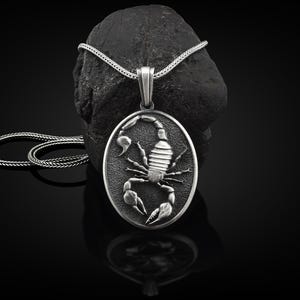 Scorpion Handmade Sterling Silver Men Charm Necklace, Scorpio Zodiac Sign Men Jewelry, Scorpion Pendant, Horoscope Necklace, Animal Necklace