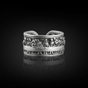 Last Supper By Da Vinci Faith Ring, Jesus and His Apostles Christian Ring For Men, Scripture Ring For Husband, Renaissance Ring For Family