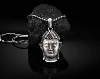 Collana Ciondolo Testa Di Buddha Gautama – Acciaio Inox Vintage, Gioiello Spirituale Unisex