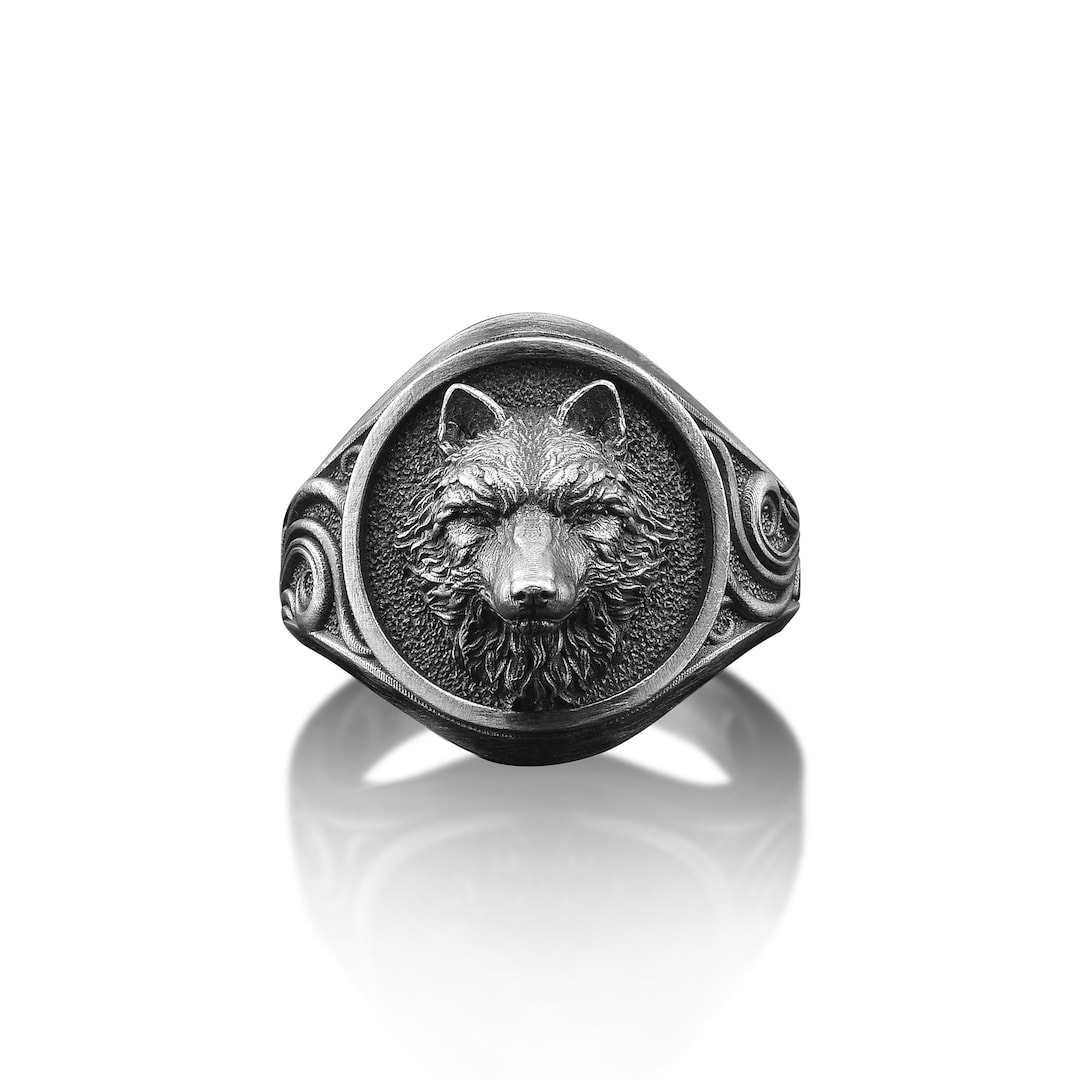 Viking Wolf Ring Sterling Silver Celtic Norse Pagan Fenrir Handmade Ring  Valknut sign | Secretium