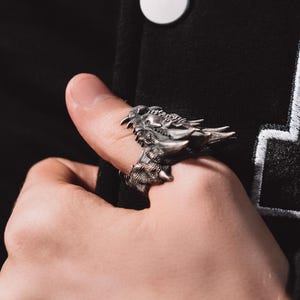 Huge Serpent Handmade Sterling Silver Men Biker Ring, Dragon Mythology Ring, Dragon Gothic Ring, Dragon Silver Men Jewelry, Ring For Mens