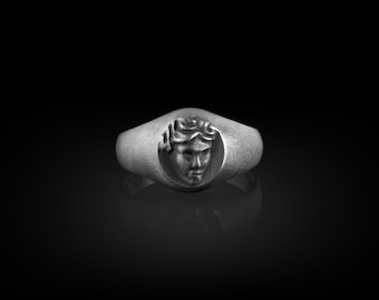 Anillo Hylas de plata de ley para hombres, anillo de héroe mítico, joyería de mitología griega antigua, anillo de sello para hombres, anillo histórico, regalo conmemorativo