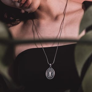 Yggdrasil tree of life pendant necklace in silver, Personalized norse mythology necklace for boyfriend, Celtic necklace