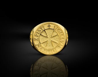 HOT Coin Ring Knights Templar Gold Ring Knights Templar 14k