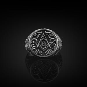 Freemason Handmade Sterling Silver Men Signet Ring, Master Mason Symbol Men Ring, Masonic Symbol Silver Jewelry, Unique Ring, Ring for men