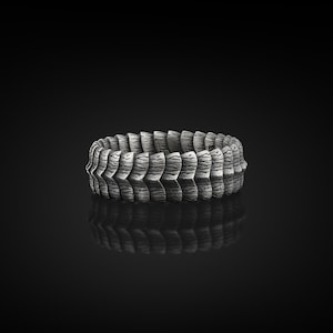 Dragon Scales Handmade Sterling Silver Men Band Ring, Dragon Scale Wedding Ring, Dragon Scale Men Wedding Band, Fashionable Men Band Jewelry