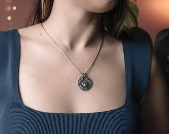 Cancer Handmade Sterling Silver Men Charm Necklace, Cancer Zodiac Sign Jewelry, Astrology Pendant, Cancer Birthday Gift, Horoscope Necklace