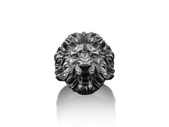 Anello leone d argento da uomo Anello testa di leone da uomo Anello leone d argento