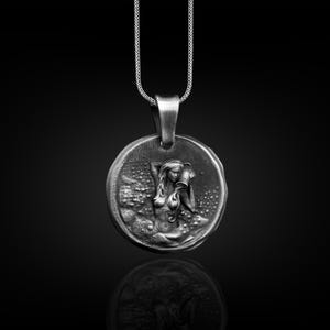 Aquarius Horoscope Necklace For Wife, Zodiac Sign Coin Necklace in Sterling Silver, Astrology Necklace For Mama, Horoscope Necklace For Her