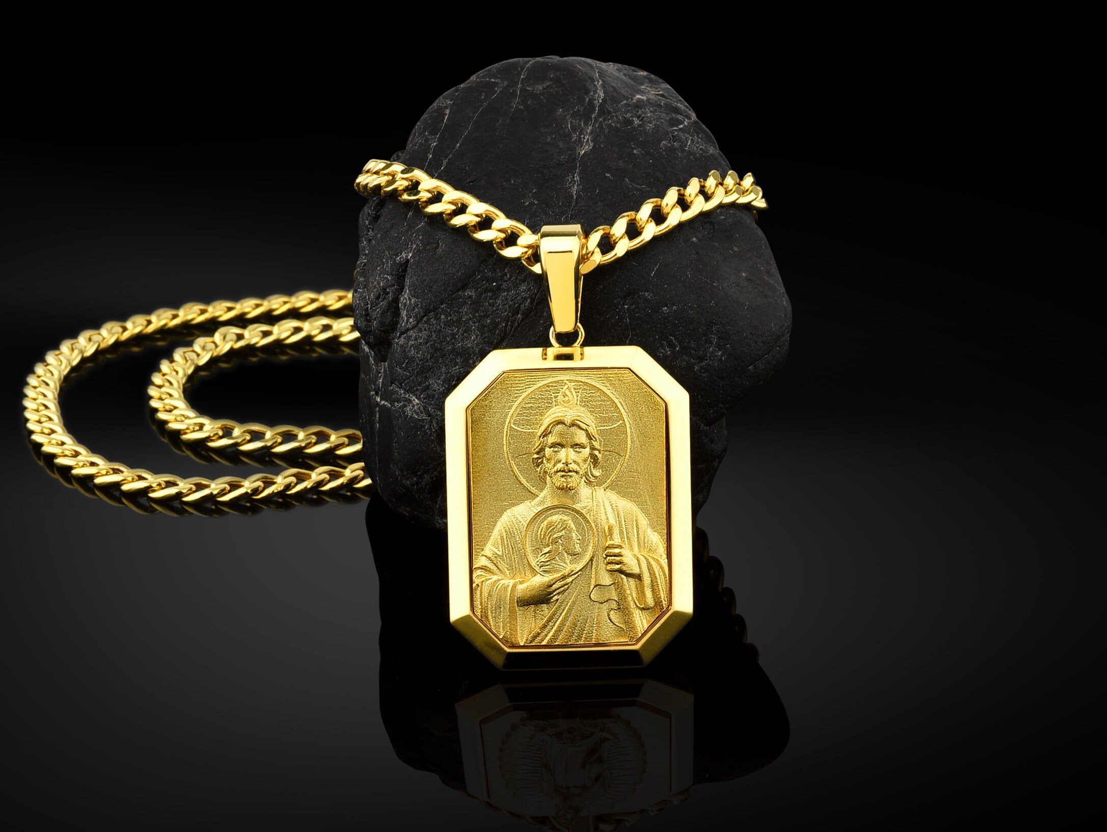 Saint Jude Religious 14K Gold Mens Necklace Personalized | Etsy