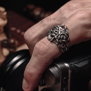 Wounded Medusa Handmade Sterling Silver Men Biker Ring, Greek Mythology Ring, Medusa Gothic Ring, Medusa Silver Men Jewelry, Ring for men