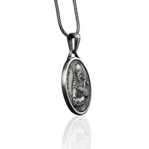 St Francis of Assisi Medal Necklace in 925 Silver, Saint Francis ...