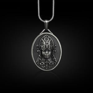 Valkyrie pendant necklace in sterling silver, Personalized norse mythology necklace for best friend, Custom name pendant