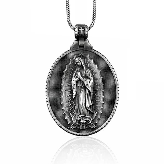 DIB Stainless Steel Religious Catholic Necklace Virgin Mary Maria Pendant  Men Women Gold, Free Chain 24