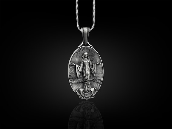 Life and Death Double Sided Necklace in Silver, Grim Reaper and Life Angel Occult Necklace, Gothic Necklace For Men, Angel Of Death Necklace