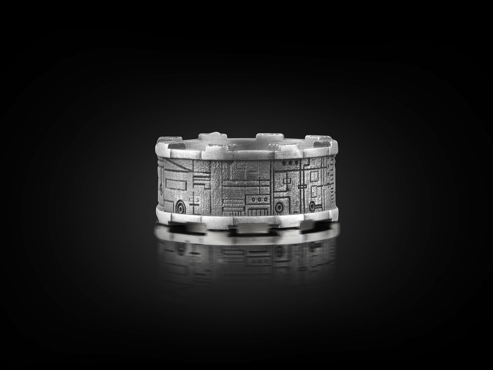 Cyberpunk Futuristic Weddşng Ring for Men in Silver, Goth Engagement ...