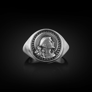 Saint Anthony of Padua Ring For Men, St Anthony Pinky Signet Ring in Silver, Faith Ring For Family, Religious Ring For Dad, Christian Ring