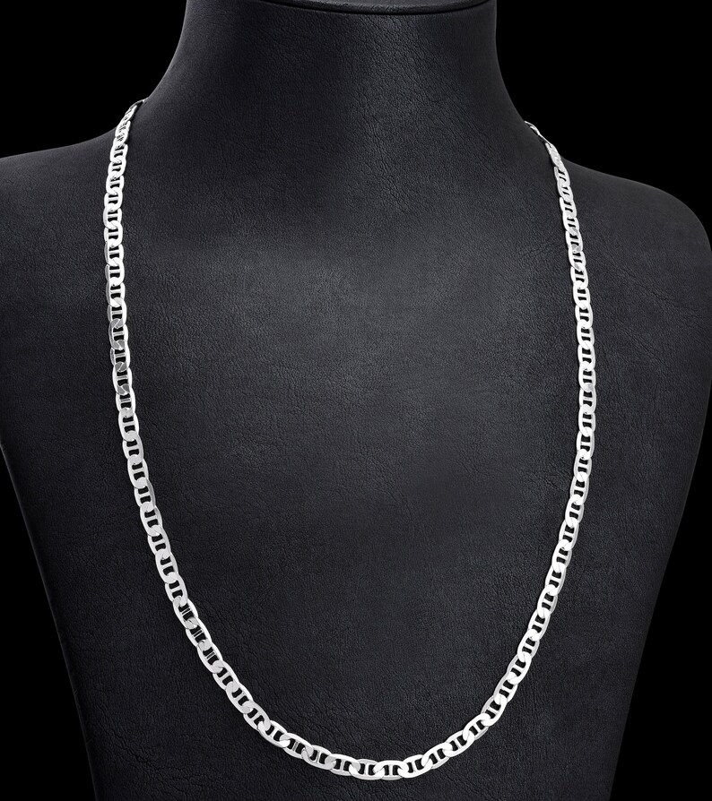 Mens Mariner Chain Necklace Silver Chain Mens Pendant Link Etsy