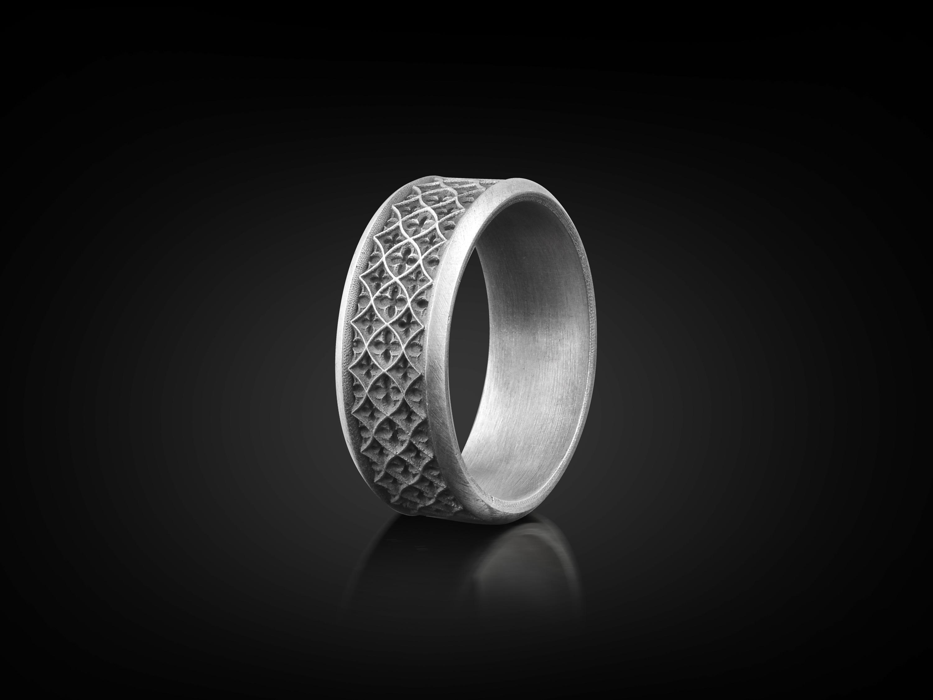 BySilverStone Handmade Sterling Silver Men's Band Ring - Rounded Square Geometric Design, Oxidized/Polished Finish