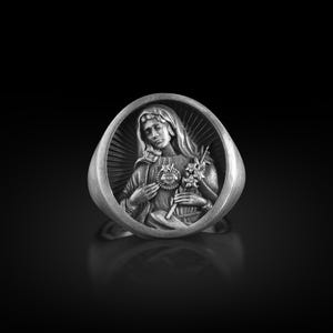 925K Sterling Silver 3D Jesus Men Ring, Engraved Jesus Christ Ring, Religious Statement Ring, Oxidized Silver Catholic Ring, Christian Ring