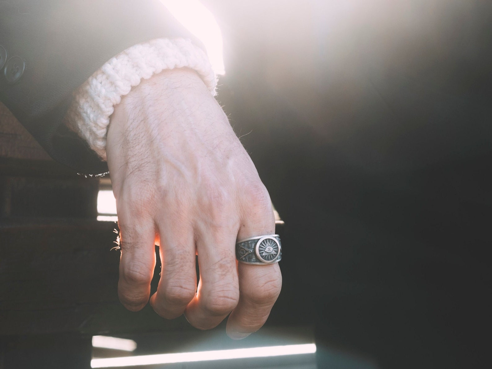 BySilverStone Eye Of Providence Sterling Silver Masonic Ring - 925 Silver Freemason Signet Ring, Engraved