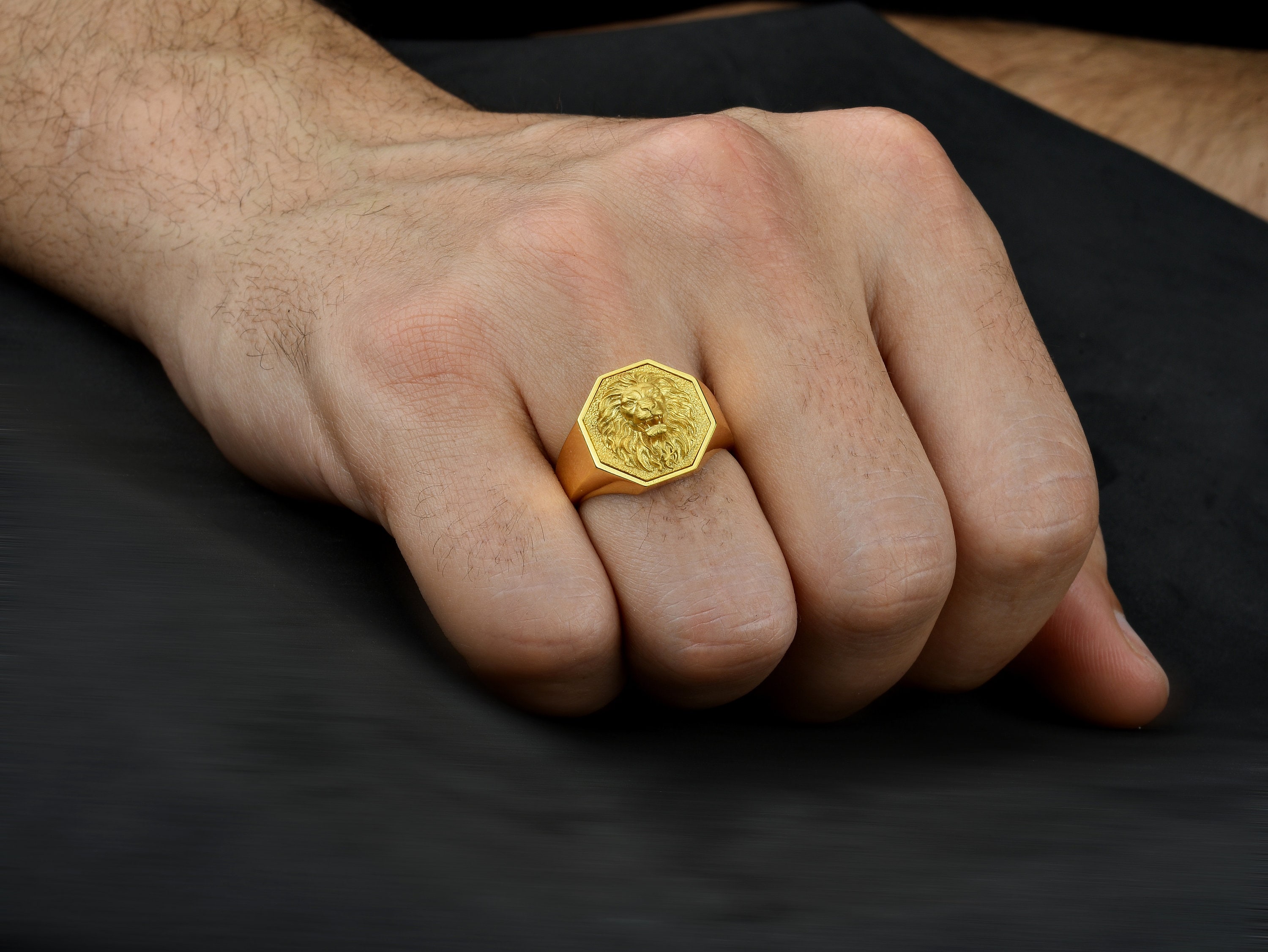 10K Gold Lion Mens Ring Lion Rings 18K Gold Lion Head Etsy