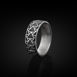 Handgjord triangelring i sterlingsilver för män, triangelvigselring för män, vigselring, förlovningsring, jubileumspresentring