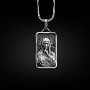 Sexy nun 925 silver pendant with custom name, Personalized engraved necklace for wife, Unusual necklace for girlfriend