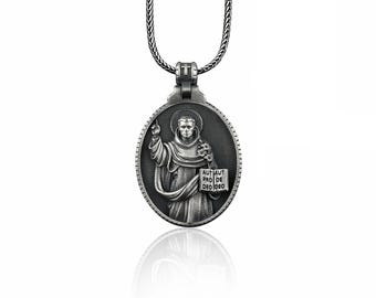 Silver Saint Dominic Men's Necklace, St Dominic Pendant, Saint