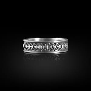 Sterling Silver 3D Printed Wedding Band Ring, Men Band Ring, Fashionable Men Jewelry, Geometric Wedding Band, Gift for Her, Ring for Husband
