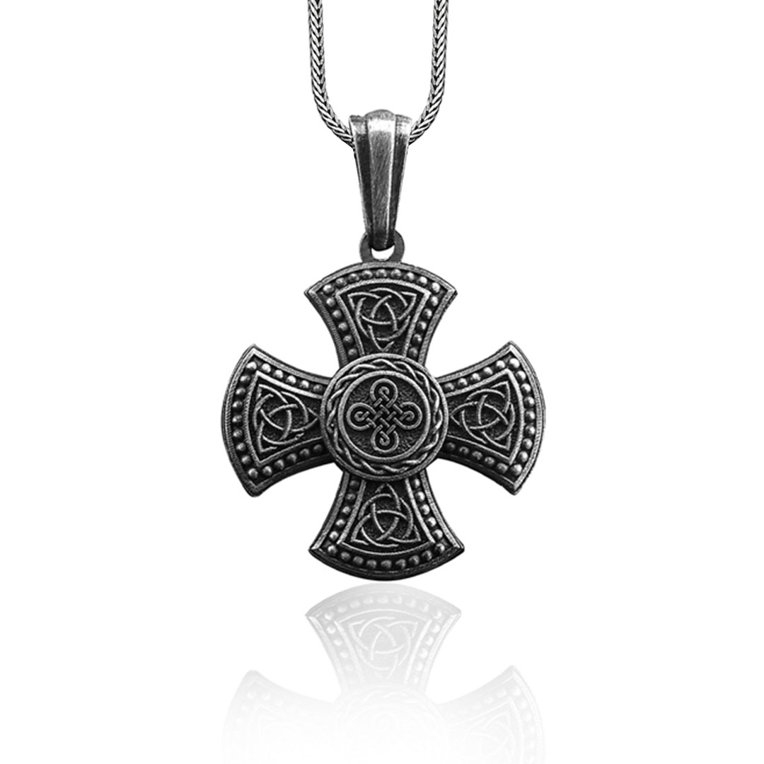 Celtic Cross Tiny Triquetra Silver Necklace Eternity - Etsy