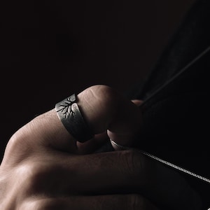 Silver Handmade Tree of Life Ring, Charm Silver Ring, Oxidized Family Tree Jewelry, Center Sacred Tree Mens Rings, Silver Yggdrasil Ring