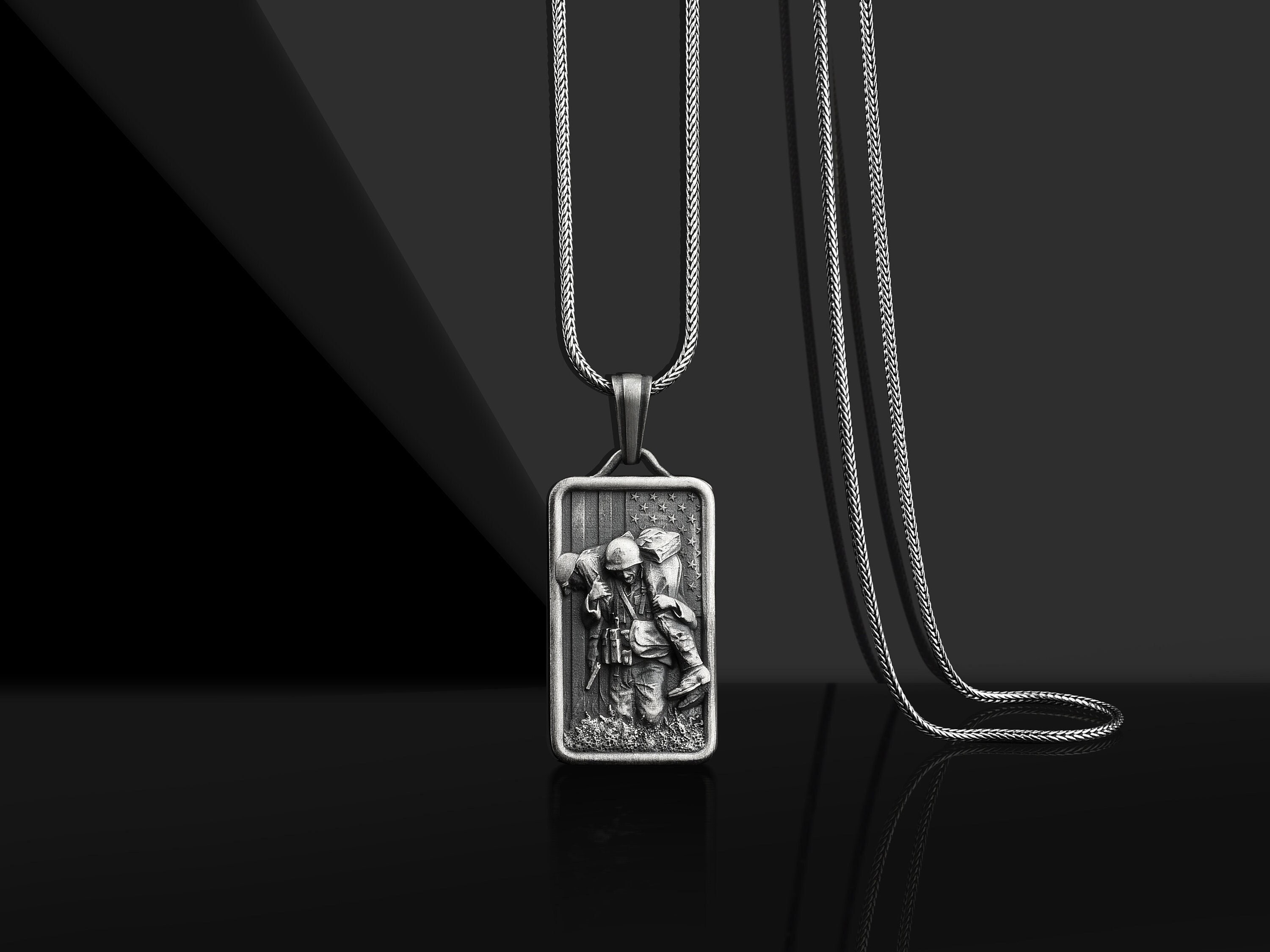 Saving Soldier in Vietnam War Necklace 