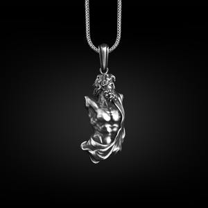 God of the kings zeus pendant necklace for men in silver, Ancient greek mythology necklace for husband, Jupiter necklace